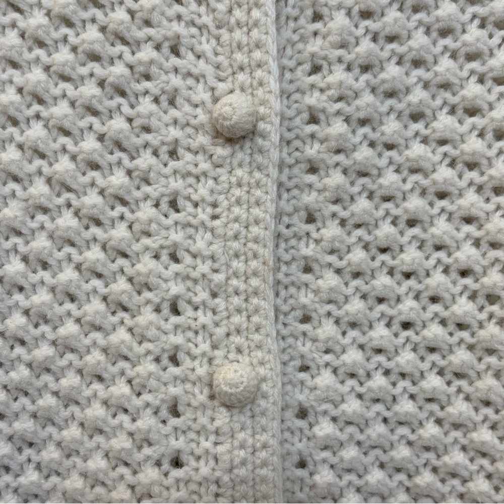 L.L.Bean Angora Wool Blend Popcorn Bobble Knit Cardigan Sweater In Ivory Size M - Picture 5 of 7